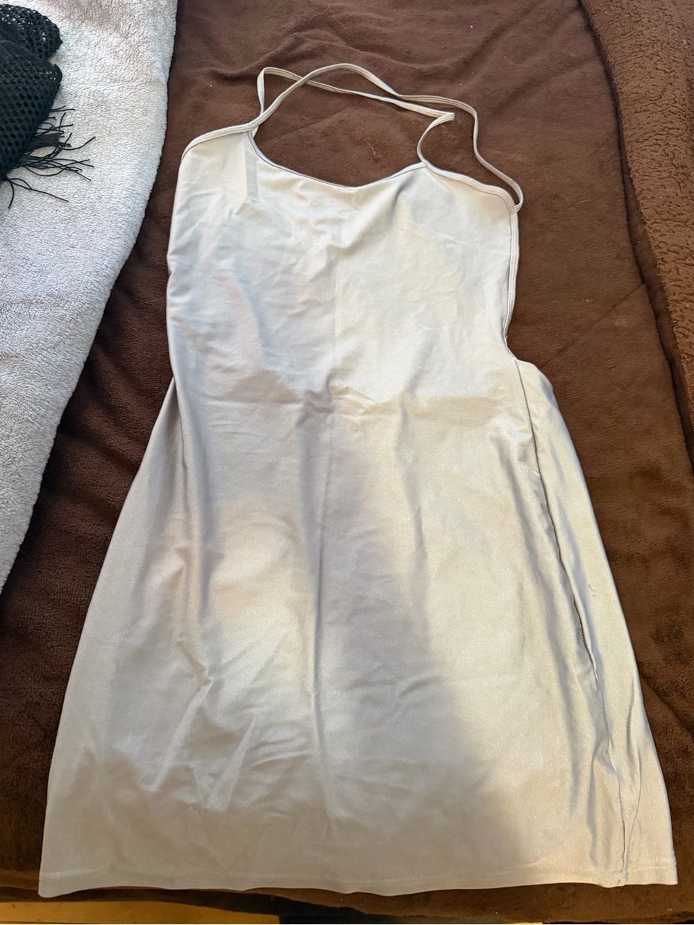 Simple Strappy Slip Dress - gray